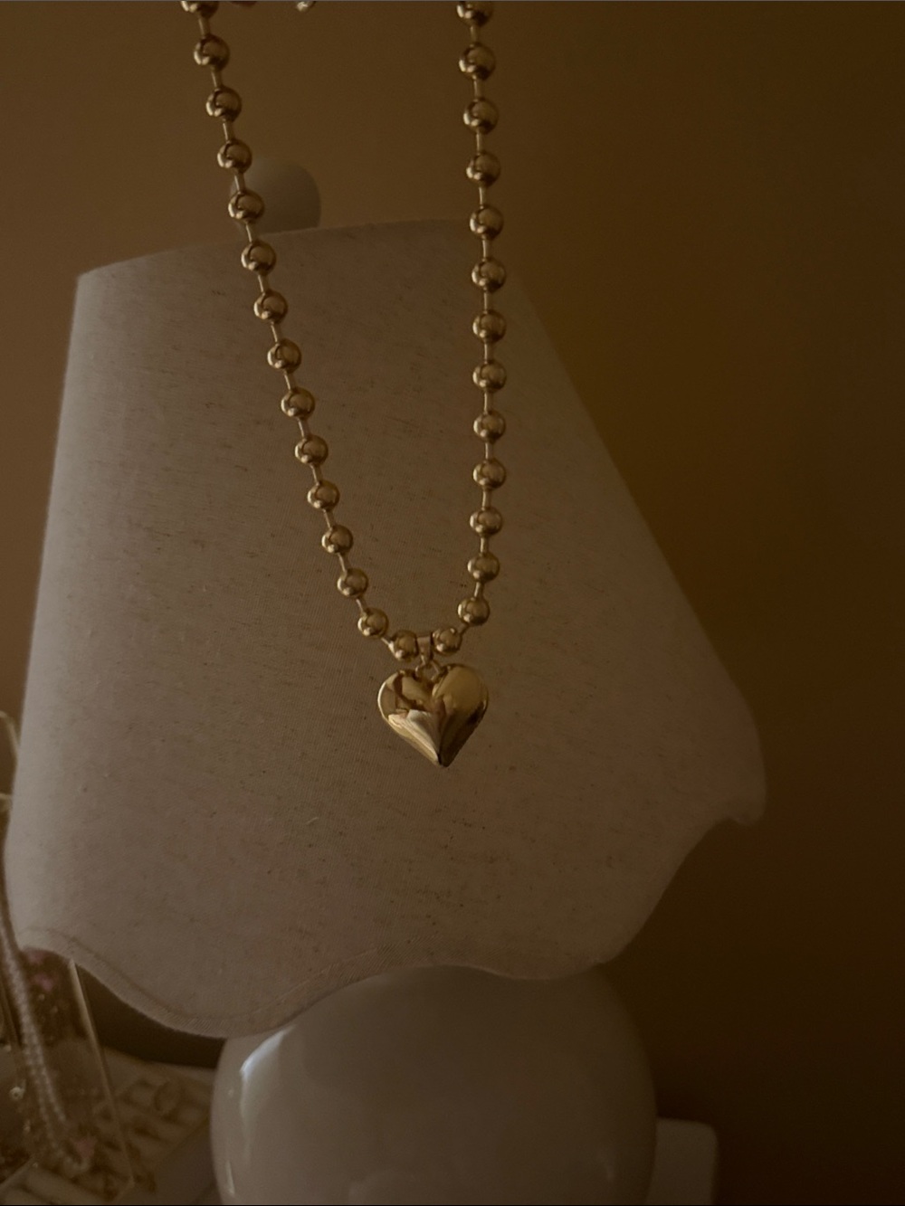 Gold Heart Pendant Beaded Necklace - Women Jewelry